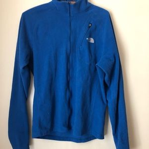 Blue north face zip up jacket